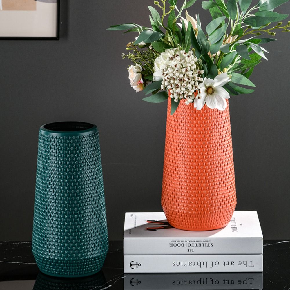 Centerpiece Vase Tall - แจกันดอกไม้เซรามิกเทียมสีทึบขนาดใหญ่กระเช้าดอกไม้ hiasan kamar อยู่อาศัยภาชนะดอกไม้พลาสติก