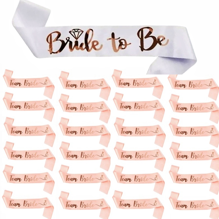 Bride Tribe Sash - ชุด 25 ชิ้น/เซ็ต ประกอบด้วยสายคาดเอวสีโรสโกลด์ 1 ชิ้น