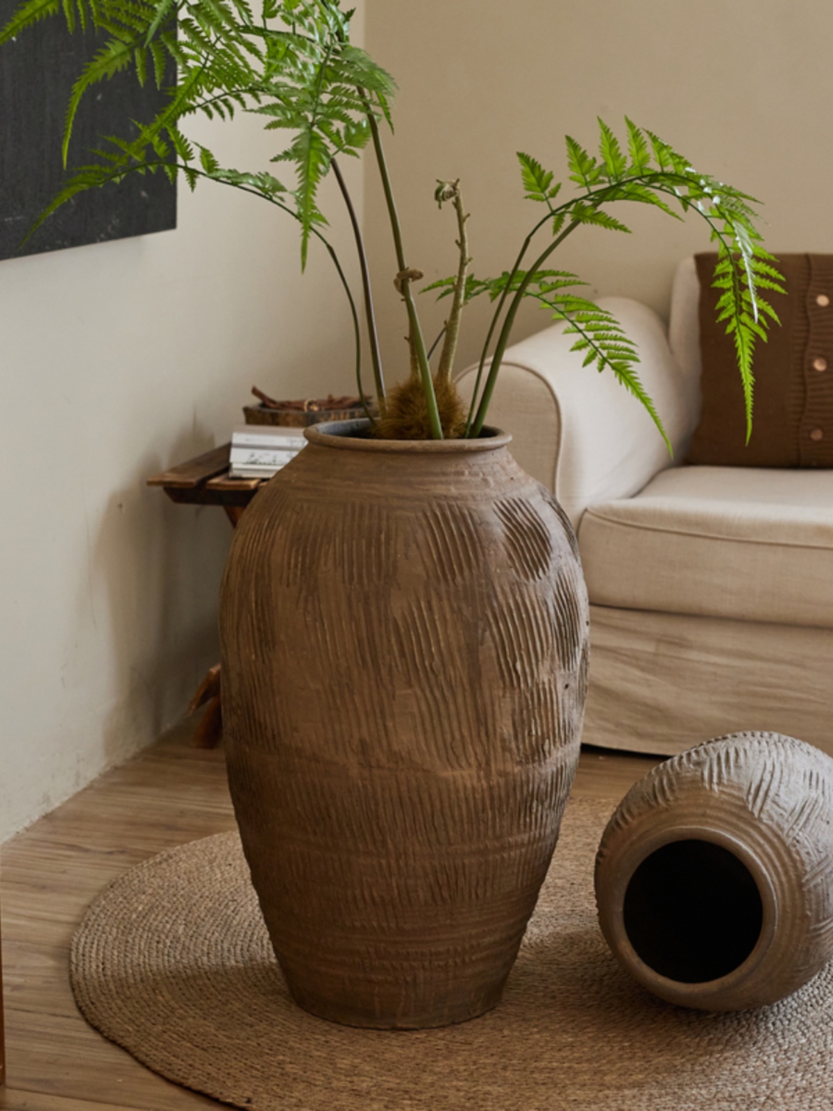 Centerpiece Vase Tall - แจกันดอกไม้ดินเผาขนาดใหญ่สไตล์วินเทจย้อนยุค ของตกแต่งสไตล์เซนสำหรับห้องน้ำชา ตกแต่งบ้าน สวน และใช้งานกลางแจ้ง