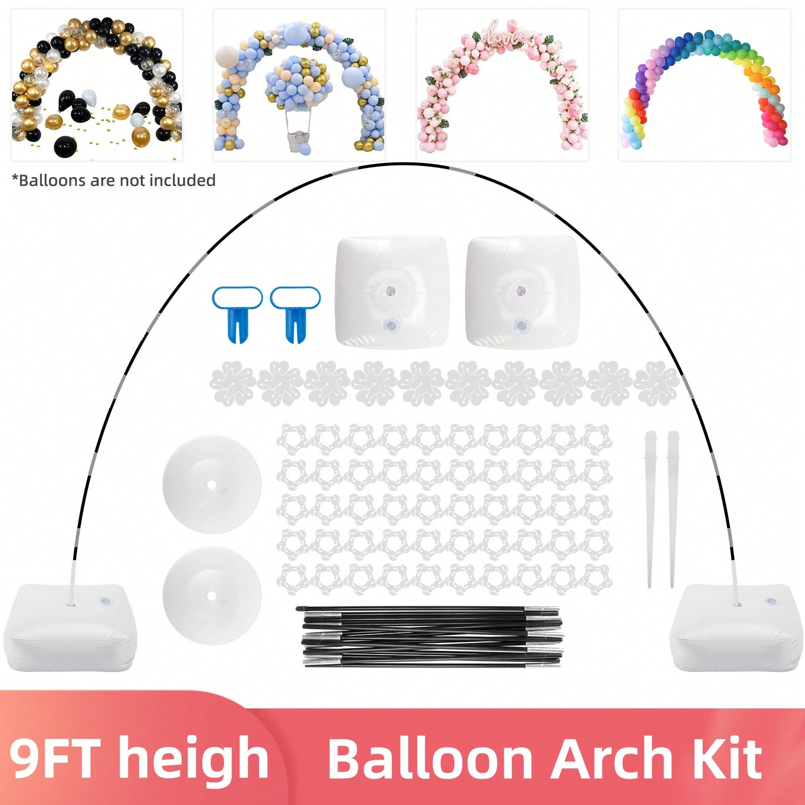 Wedding Balloon Arch - ชุดอุปกรณ์ตั้งซุ้มลูกโป่ง 1 ชุด, ซุ้มลูกโป่งปรับได้กว้าง 120 นิ้ว