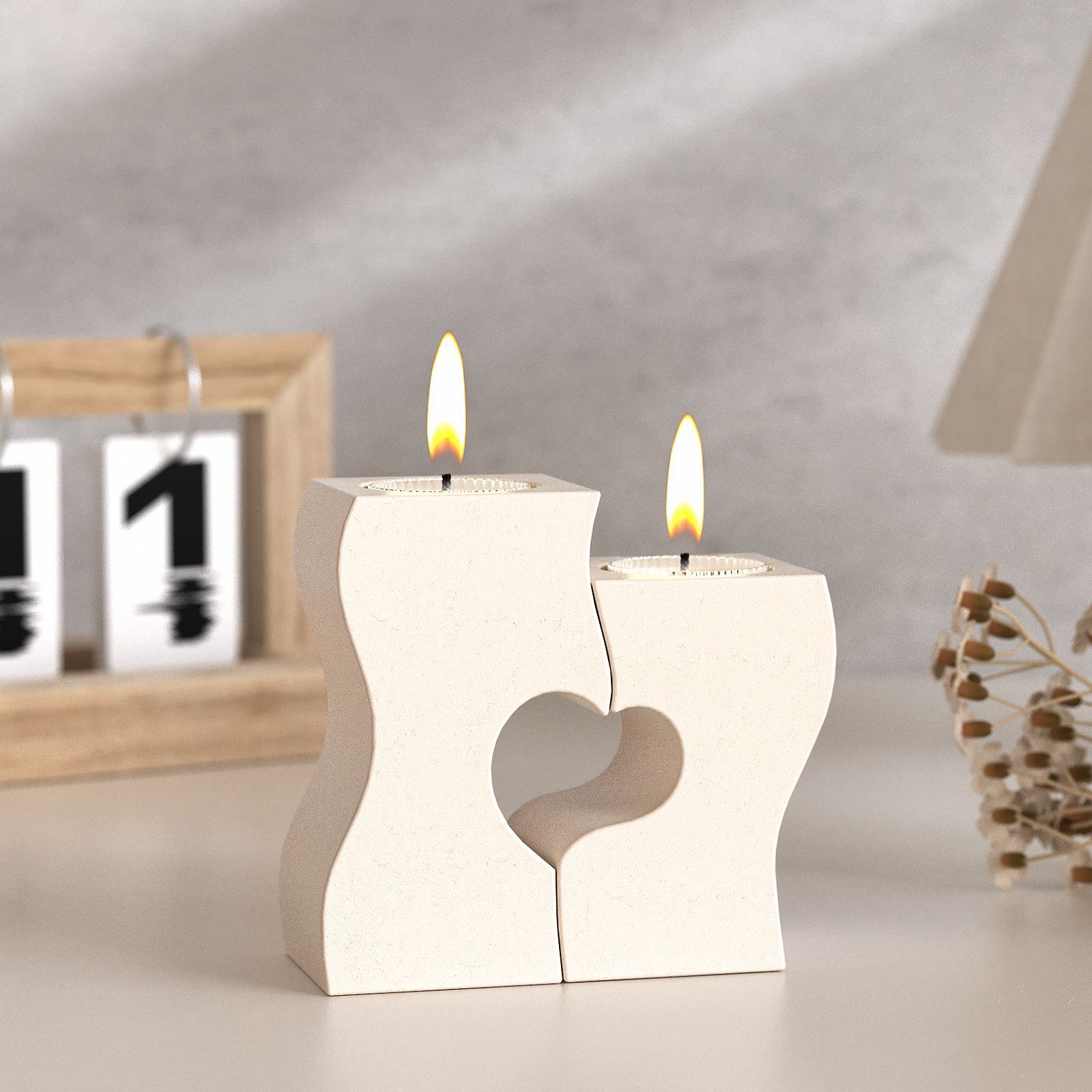 Unity Candle Set - S หัวใจแท่งเทียนแม่พิมพ์ซิลิโคน DIY เทียนยิปซั่มปูนปลาสเตอร์แม่พิมพ์ซีเมนต์หัตถกรรมงานแต่งงานของขวัญเทเรซิน UV ทําเครื่องมือ