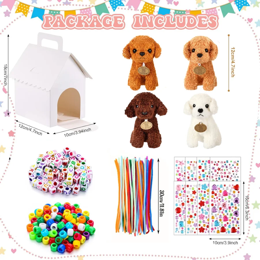 Wedding Day Supply Kit - ชุดของขวัญงานปาร์ตี้ DIY รับเลี้ยงลูกสุนัข 8-24 ชุด ทำตุ๊กตาสุนัขบีบได้ด้วยตัวเอง