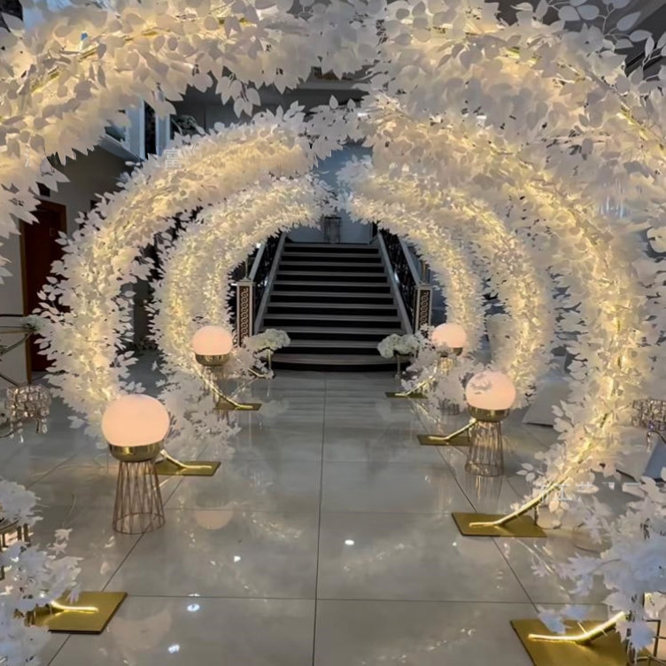 Wedding Balloon Arch - ซุ้มแต่งงานแบบใหม่ ฉากหลัง ขาตั้งลูกโป่ง ฉากหลังโลหะชุบทอง สำหรับตกแต่งงานปาร์ตี้กลางแจ้ง ชั้นวางดอกไม้