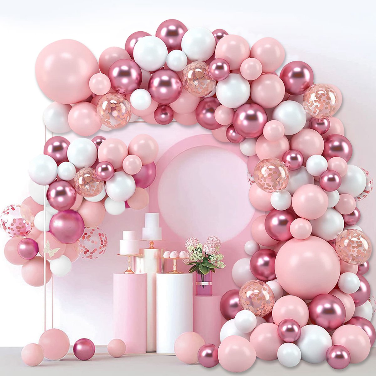 สีชมพู Macaron บอลลูน Garland  - Wedding Day Supply Kit บทวิจารณ์และราคา