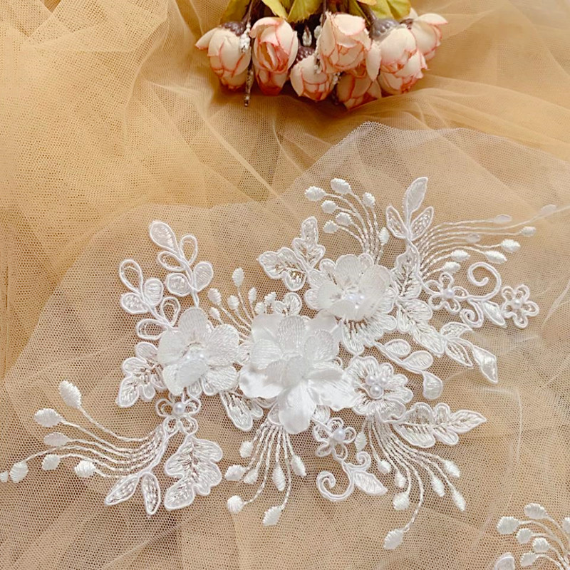 เส้นขอบลูกไม้ไข่มุกดอกไม้กระจก - Wedding Supply Online บทวิจารณ์และราคา